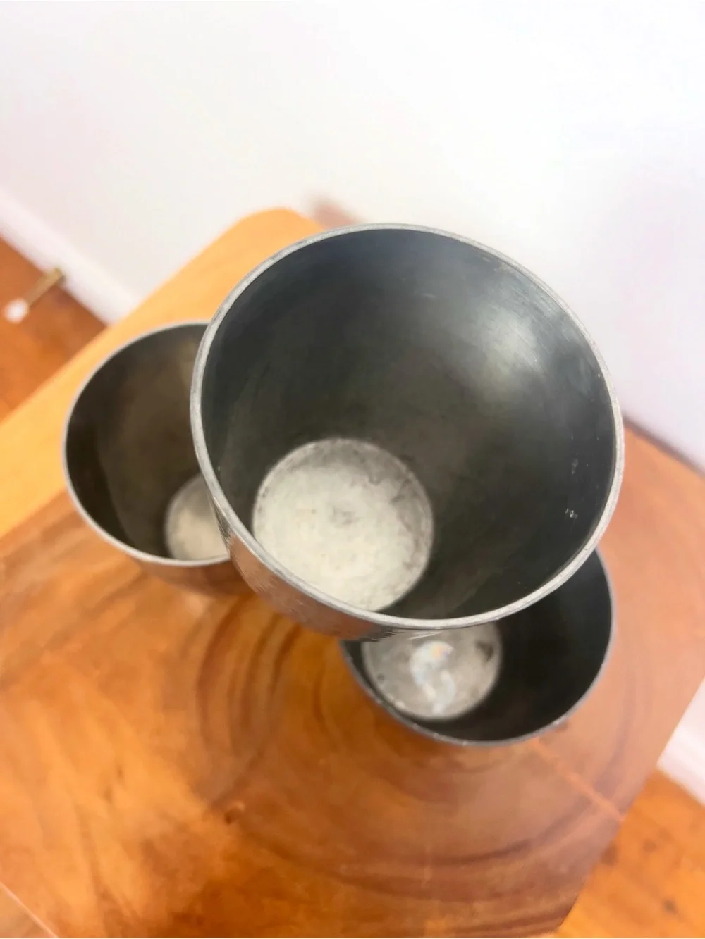 PORTER BLANCHARD 70’s Vintage Sail Boat Racing Hand Hammered Pewter Tumblers 3
